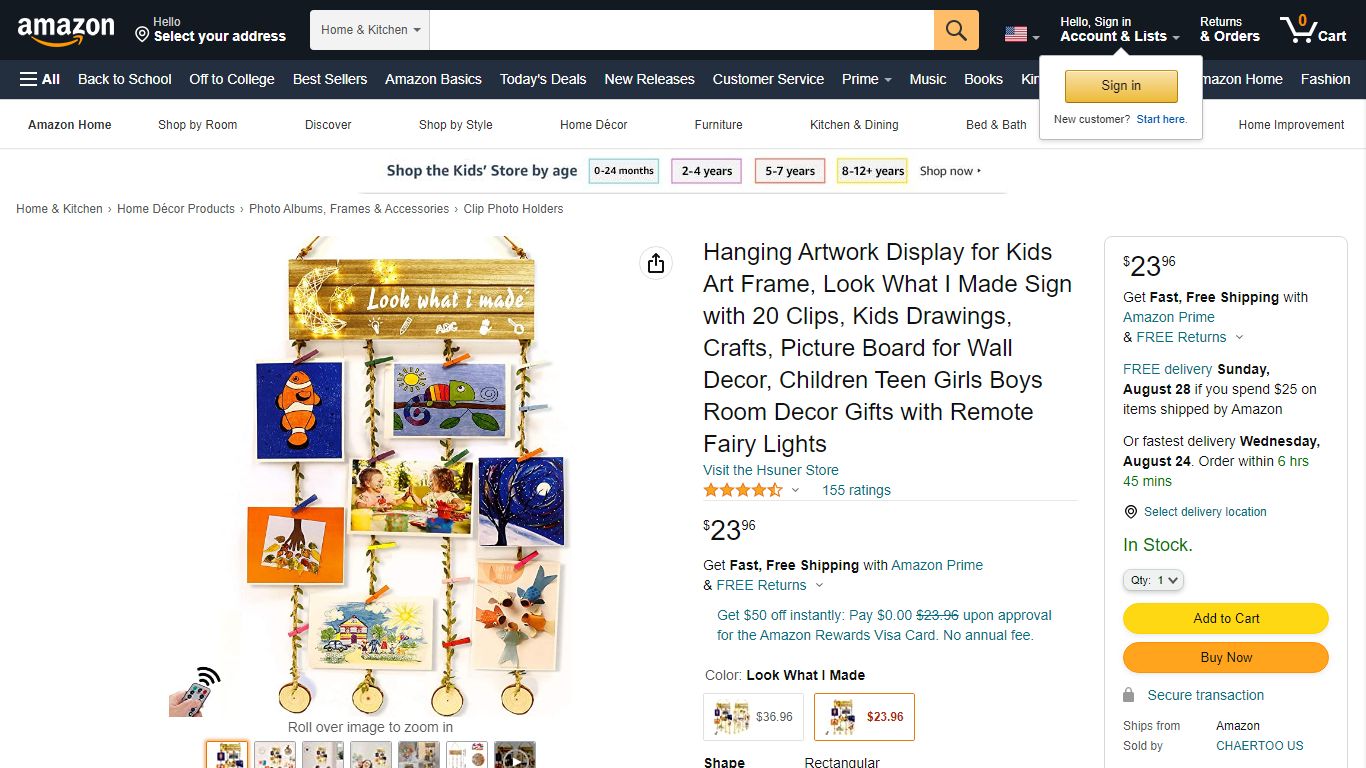 Amazon.com: Hanging Artwork Display for Kids Art Frame, Look What I ...